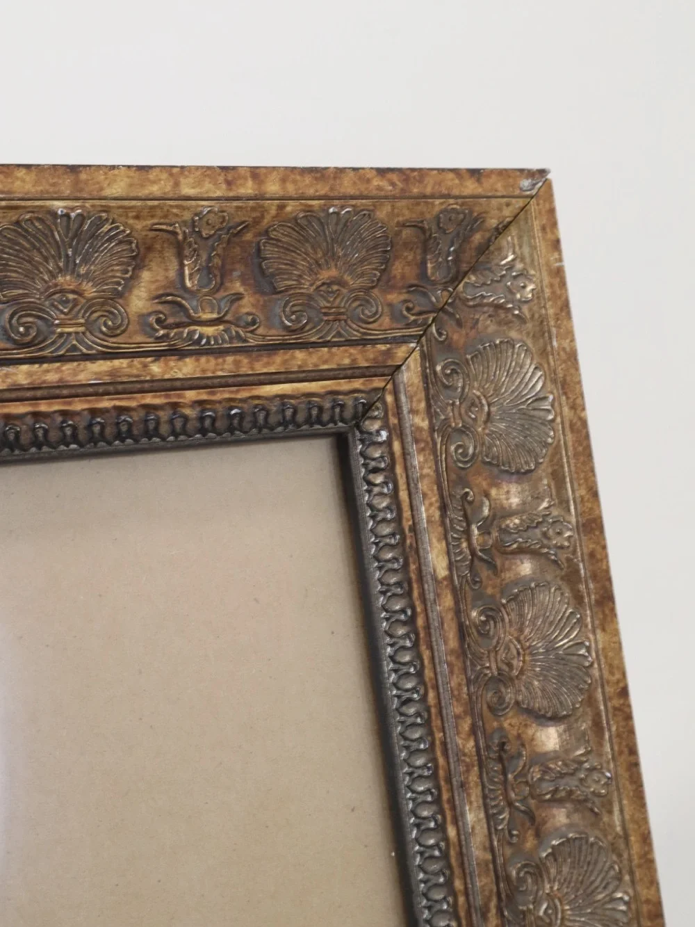 Ornate Antique Style Bronze Gold-toned Photo Frame Baroque embossed shell 9x11